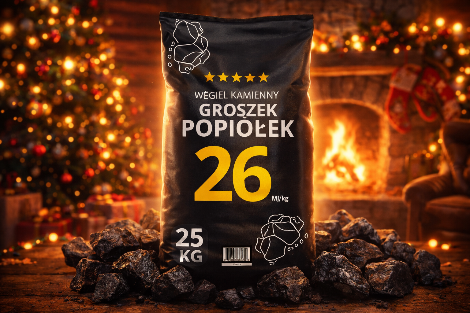 Ekogroszek Popiołek 26 MJ/kg